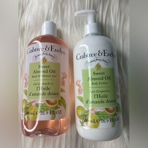 Crabtree & Evelyn Sweet Almond Oil Bath & Body Lotion Set - 500ml Pink & White